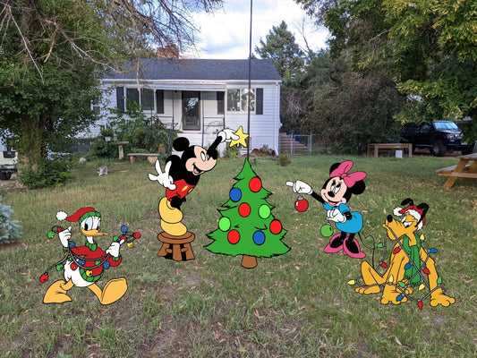 Mickey Christmas Tree Yard Art Set - TitanOakDecor