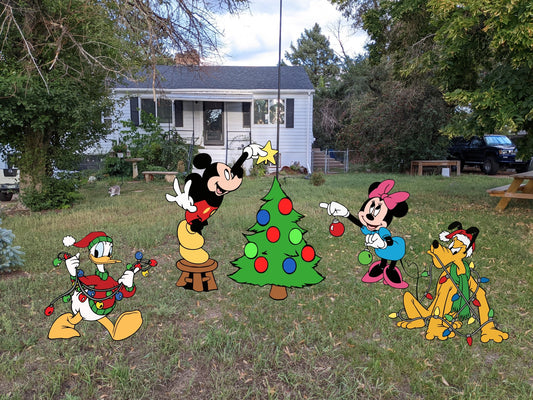 Mickey Christmas Tree Yard Art Set - TitanOakDecor