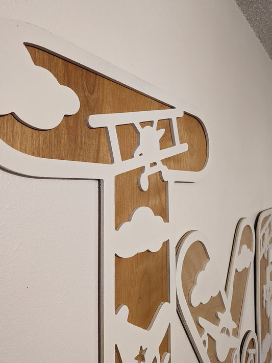 Plane Name Sign, Plane letters, Letter Nursery Sign, Plane Decor, Nursery Decor, Boho Name Sign, Alphabet Bedroom Sign, Plane letters - TitanOakDecor