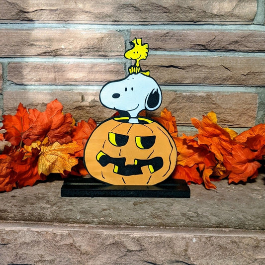 Pumpkin Snoopy and Woodstock Tabletop Decoration - TitanOakDecor