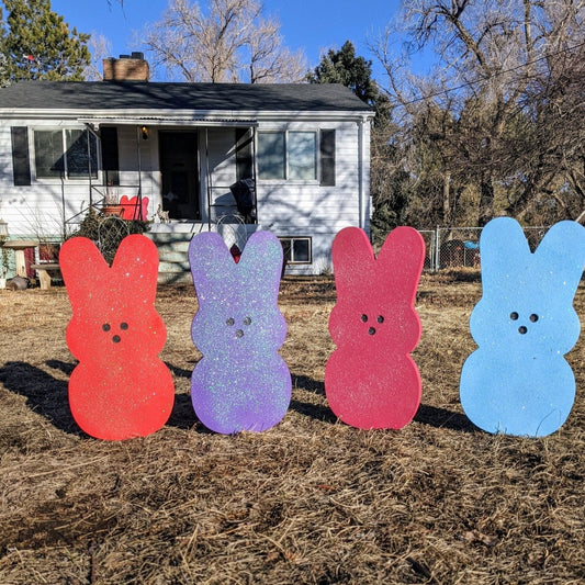 Set of Four Easter Peeps Yard Art Lawn Art Easter Decor - TitanOakDecor
