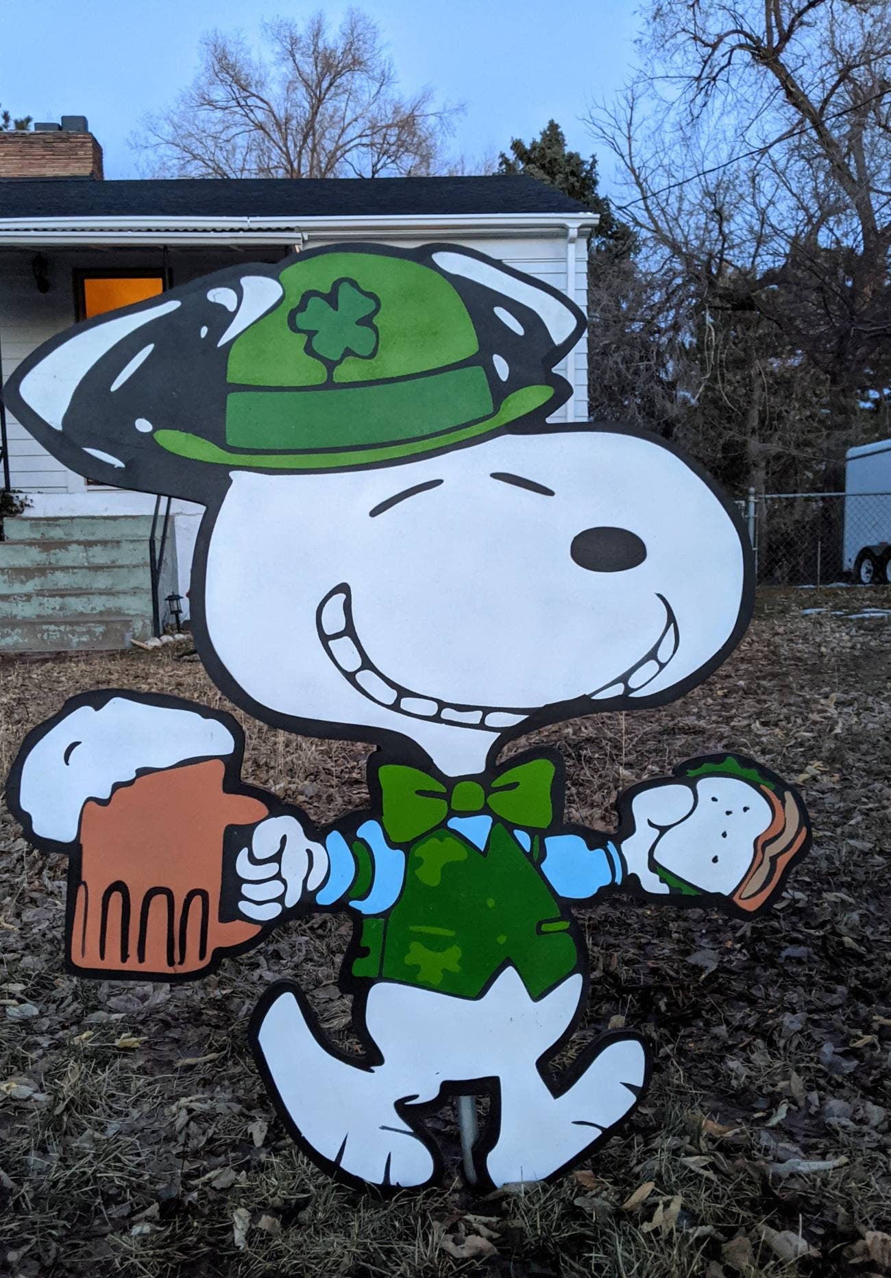 Snoopy and Woodstock St. Paddy's Day Yard Art Lawn Art Decor - TitanOakDecor