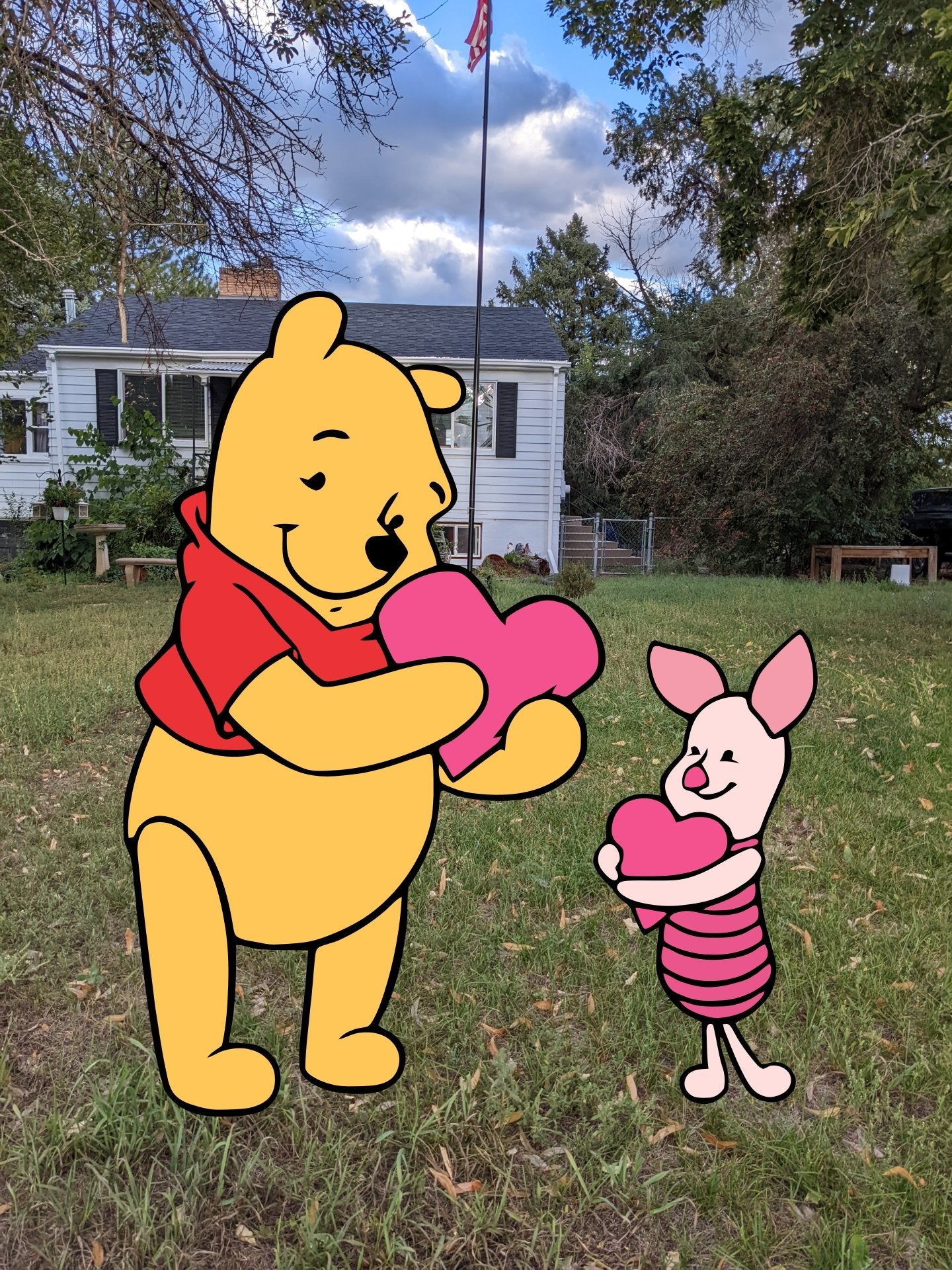 Whinnie the Pooh Valentines Yard Art Set - TitanOakDecor