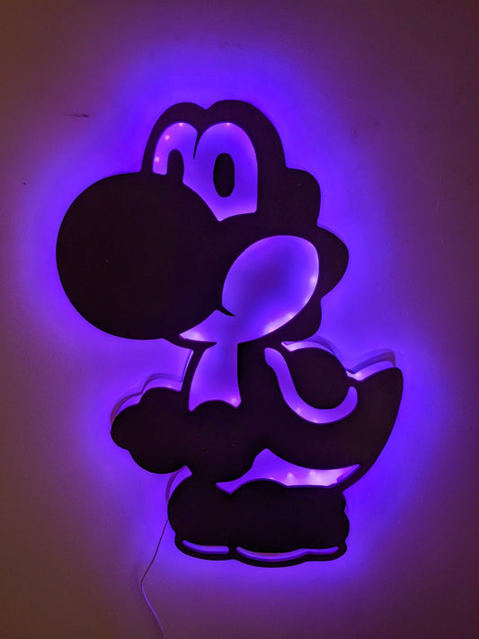 Illuminated super mario yoshi led wall art, Glow in the dark wall art, Game Room Decor, Nerdy Decor, LED decoration, Custom Sign Gift
