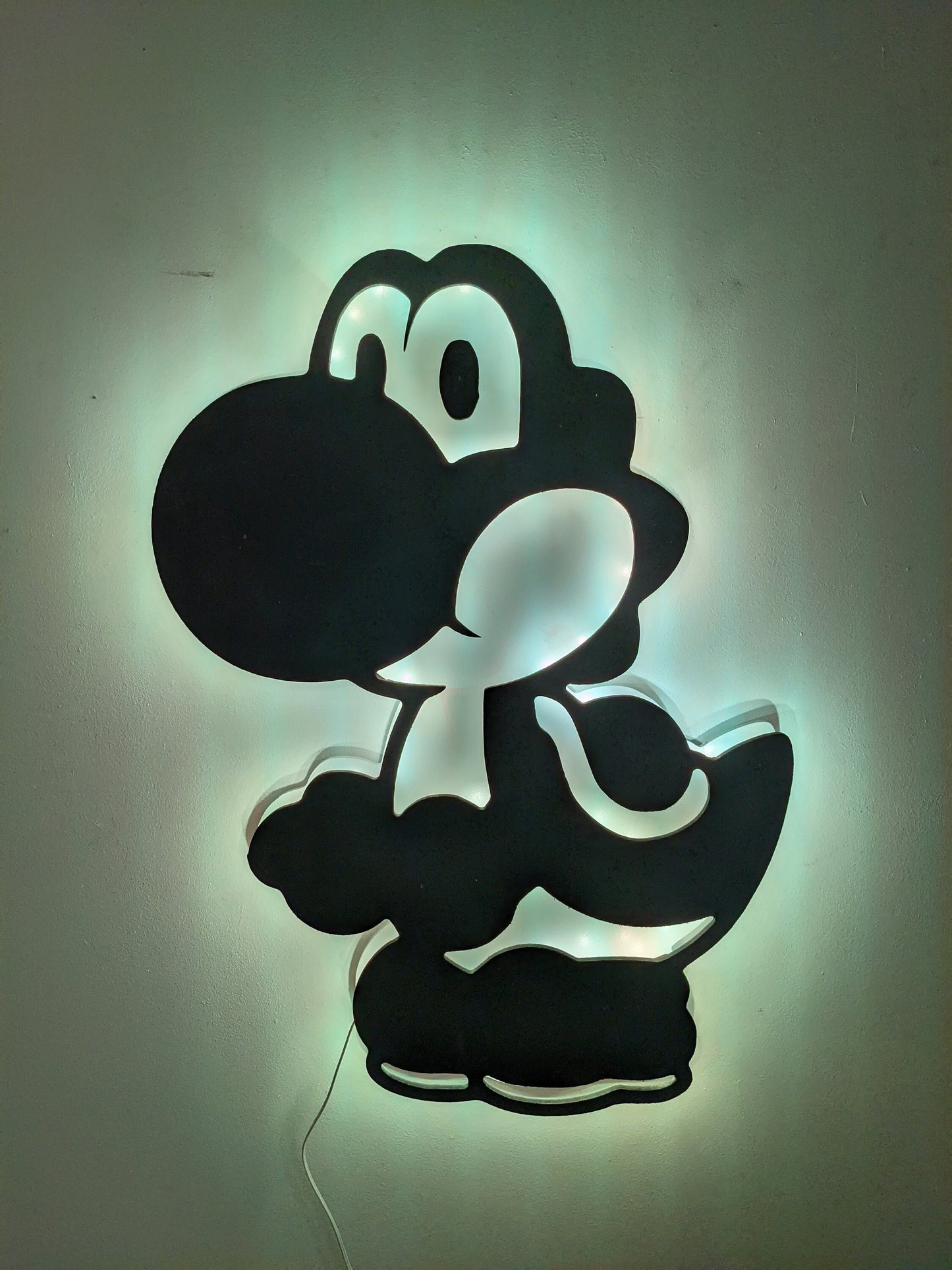 Illuminated super mario yoshi led wall art, Glow in the dark wall art, Game Room Decor, Nerdy Decor, LED decoration, Custom Sign Gift