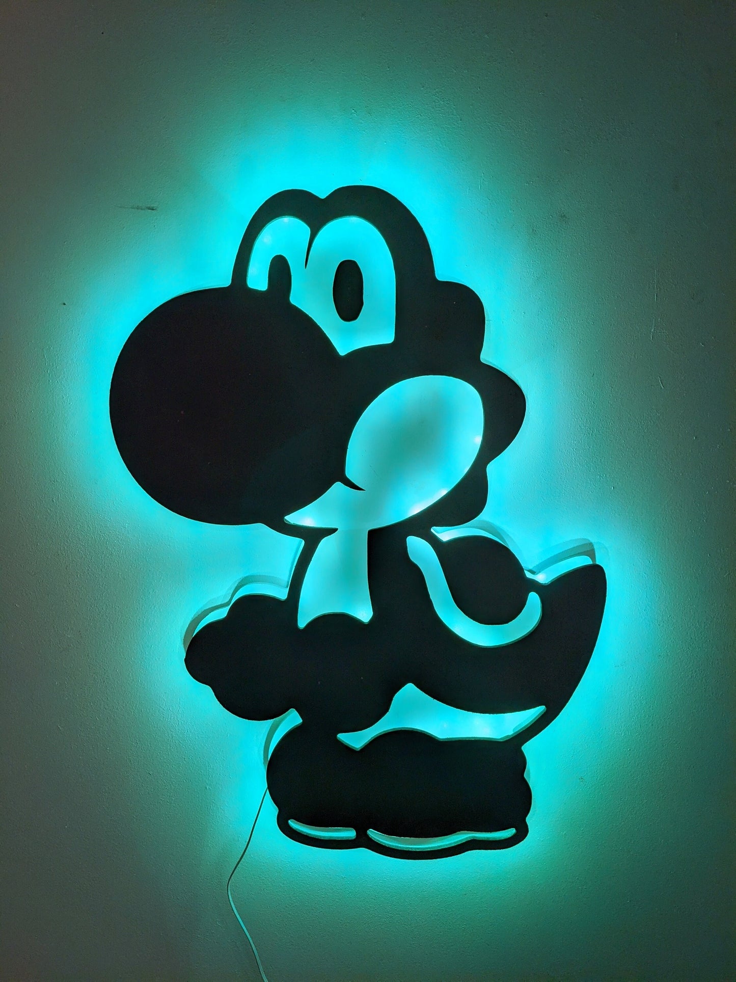Illuminated super mario yoshi led wall art, Glow in the dark wall art, Game Room Decor, Nerdy Decor, LED decoration, Custom Sign Gift