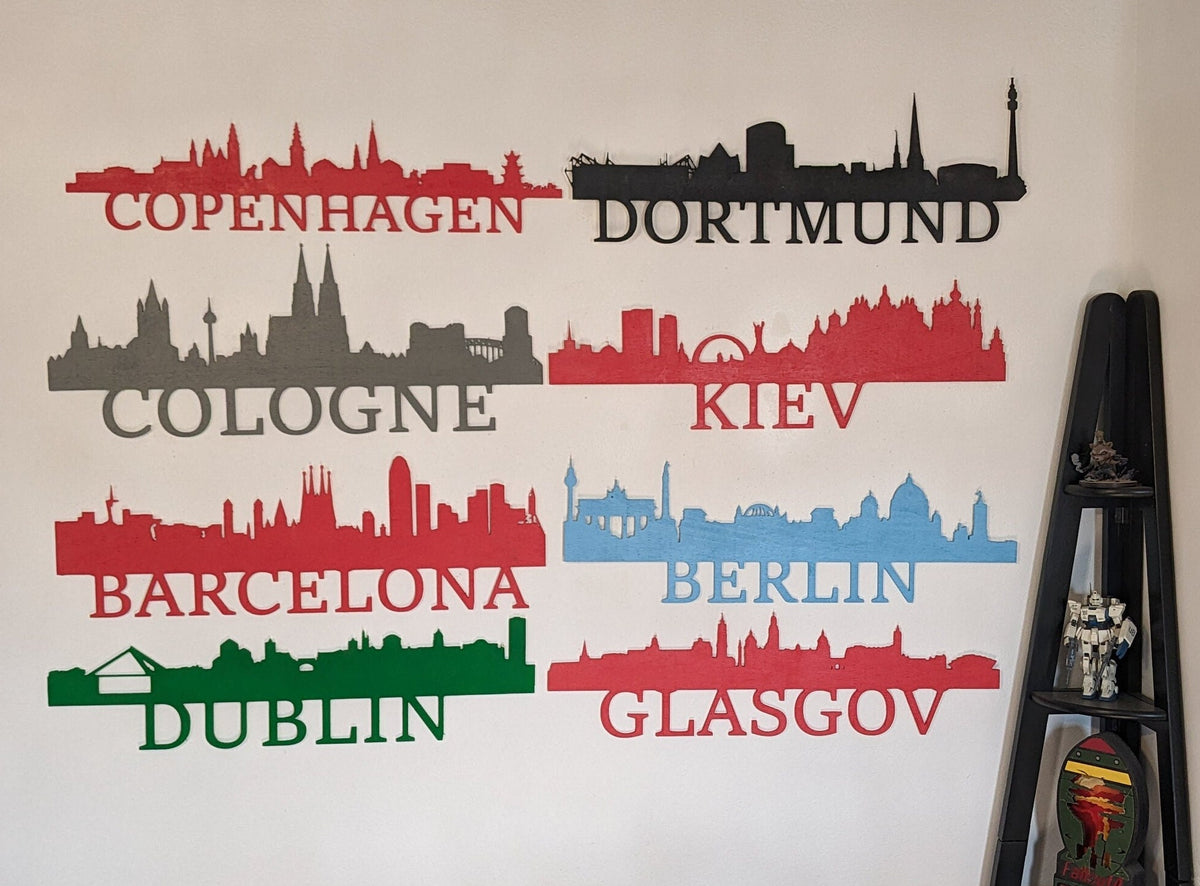 Copenhagen Skyline Sign, Copenhagen Wood Sign, Copenhagen Sign, Copenhagen Skyline Wall Art, Copenhagen Gift, Wall Decoration, Custom Sign