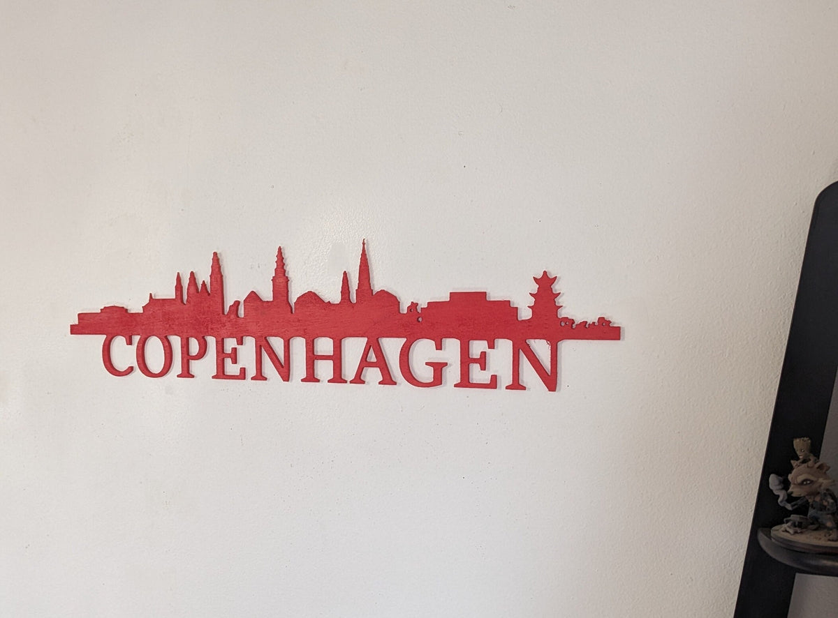 Copenhagen Skyline Sign, Copenhagen Wood Sign, Copenhagen Sign, Copenhagen Skyline Wall Art, Copenhagen Gift, Wall Decoration, Custom Sign