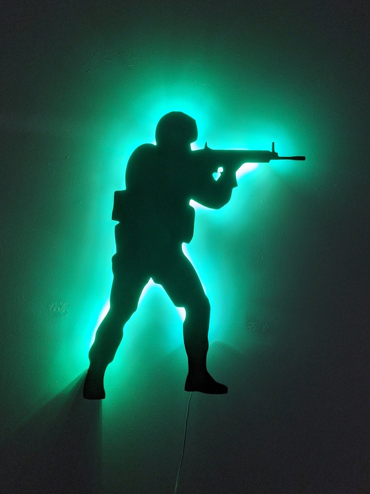 Illuminated Counterstrike GO LED Wall Art, Glow in the dark wall art, Game Room Decor, Nerdy Decor, LED decoration, Custom Sign Gift - TitanOakDecor