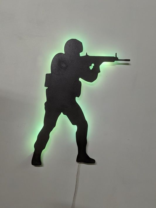 Illuminated Counterstrike GO LED Wall Art, Glow in the dark wall art, Game Room Decor, Nerdy Decor, LED decoration, Custom Sign Gift - TitanOakDecor