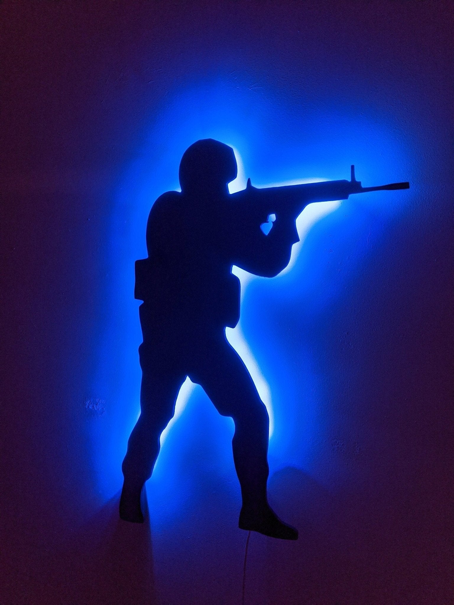 Illuminated Counterstrike GO LED Wall Art, Glow in the dark wall art, Game Room Decor, Nerdy Decor, LED decoration, Custom Sign Gift - TitanOakDecor