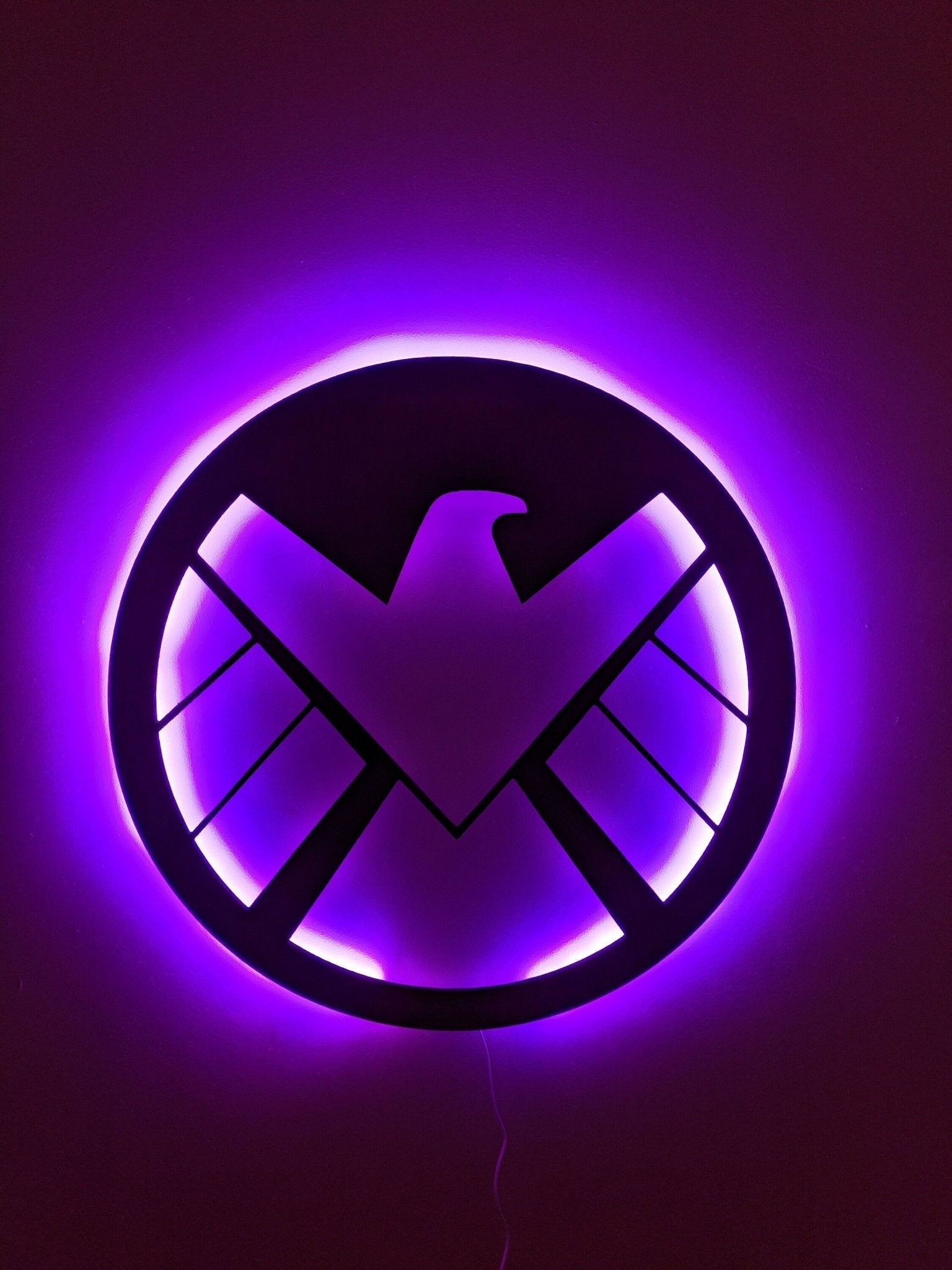 Illuminated S.H.I.E.L.D. LED Wall Art, Glow in the dark wall art, Game Room Decor, Nerdy Decor, LED decoration, Custom Sign Gift - TitanOakDecor