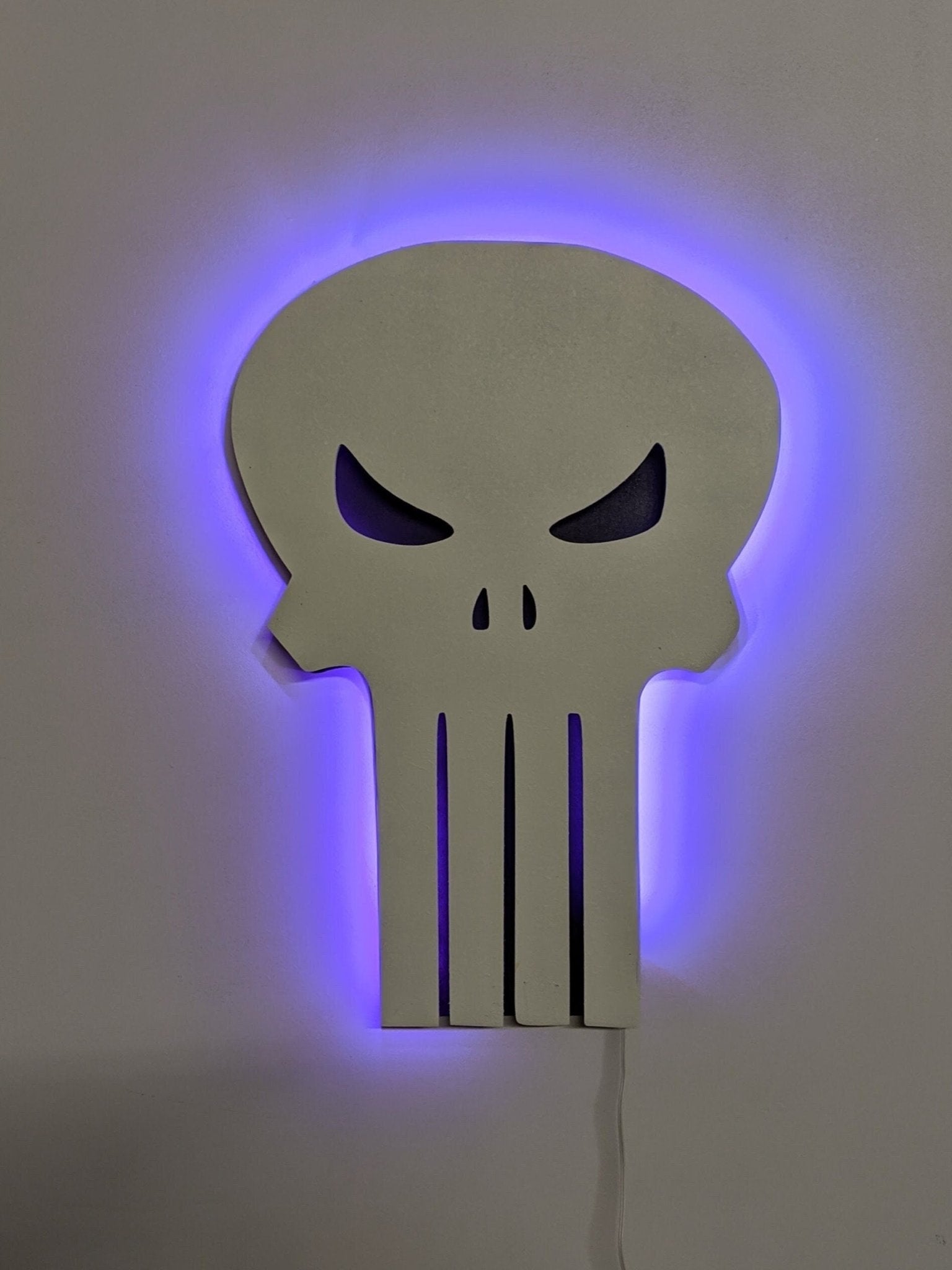 Two Color Punisher Logo LED Wall Art, Glow in the dark wall art, Game Room Decor, Nerdy Decor, LED decoration, Custom Sign Gift - TitanOakDecor