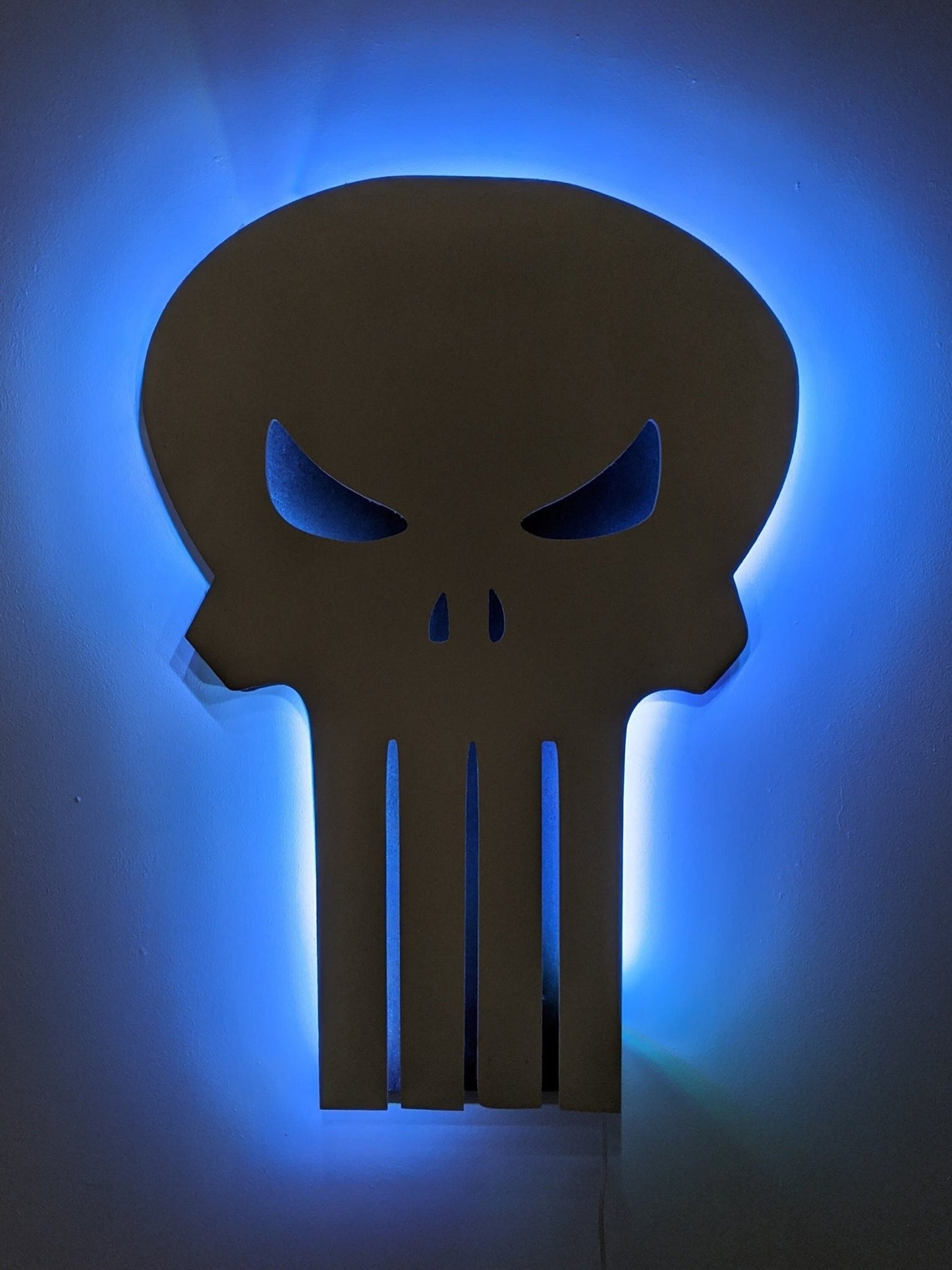 Two Color Punisher Logo LED Wall Art, Glow in the dark wall art, Game Room Decor, Nerdy Decor, LED decoration, Custom Sign Gift - TitanOakDecor