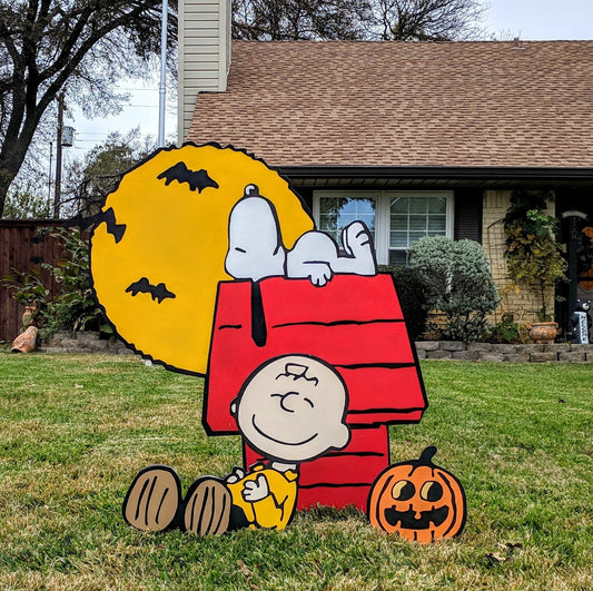 Charlie Brown and Snoopy Halloween Yard Art Lawn Art - TitanOakDecor