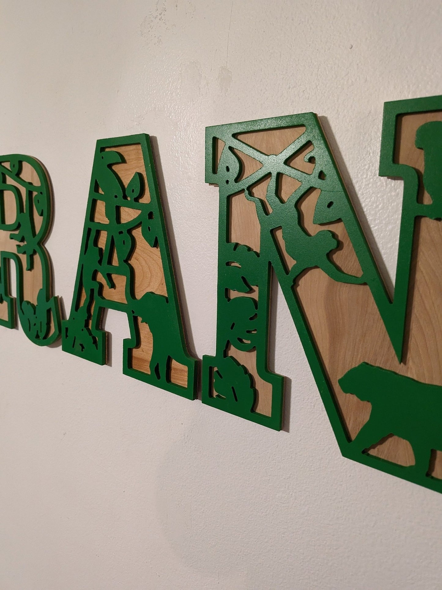 Jungle Name Sign, Jungle letters, Letter Nursery Sign, Jungle Decor, Nursery Decor, Boho Name Sign, Alphabet Bedroom Sign, Jungle letters - TitanOakDecor