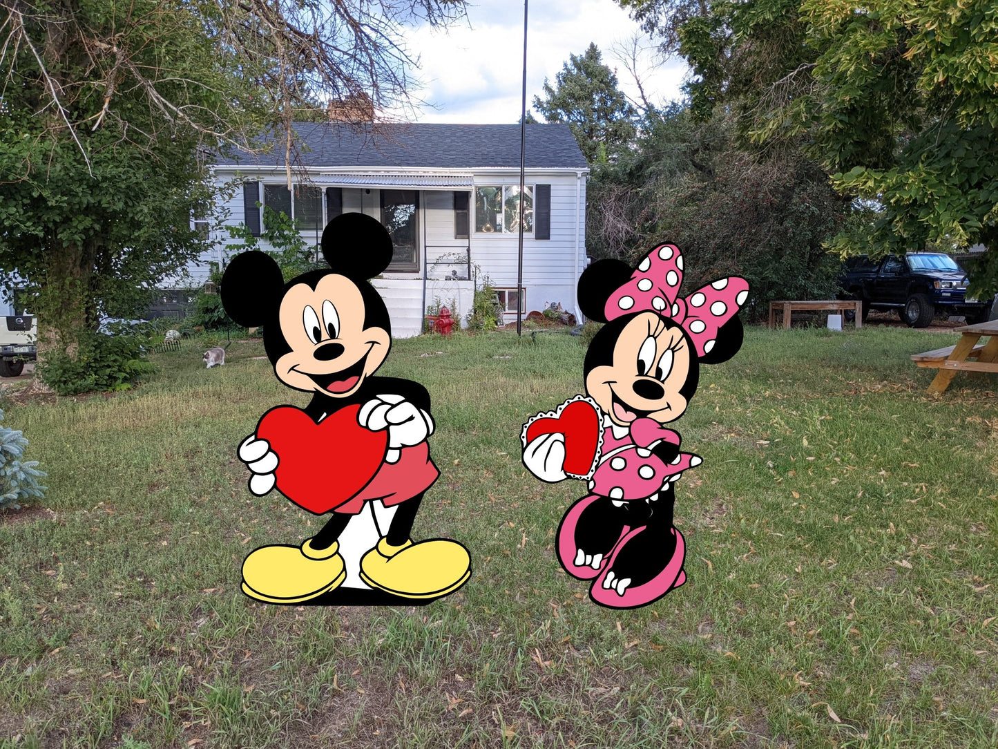 Mickey and Minnie Valentine Yard Art Set - TitanOakDecor