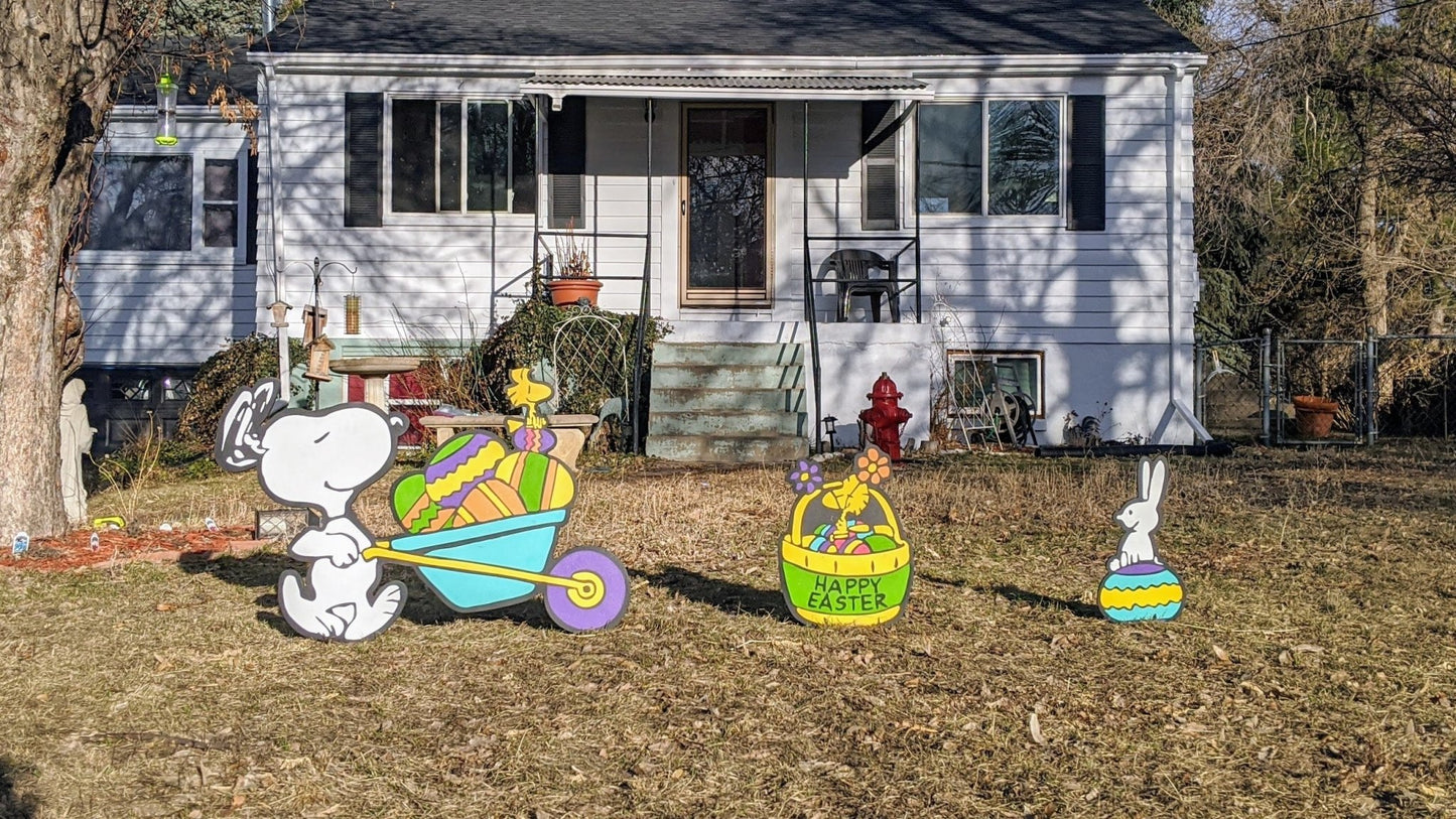 Snoopy and Woodstock 3 Piece Easter Yard Art Set - TitanOakDecor