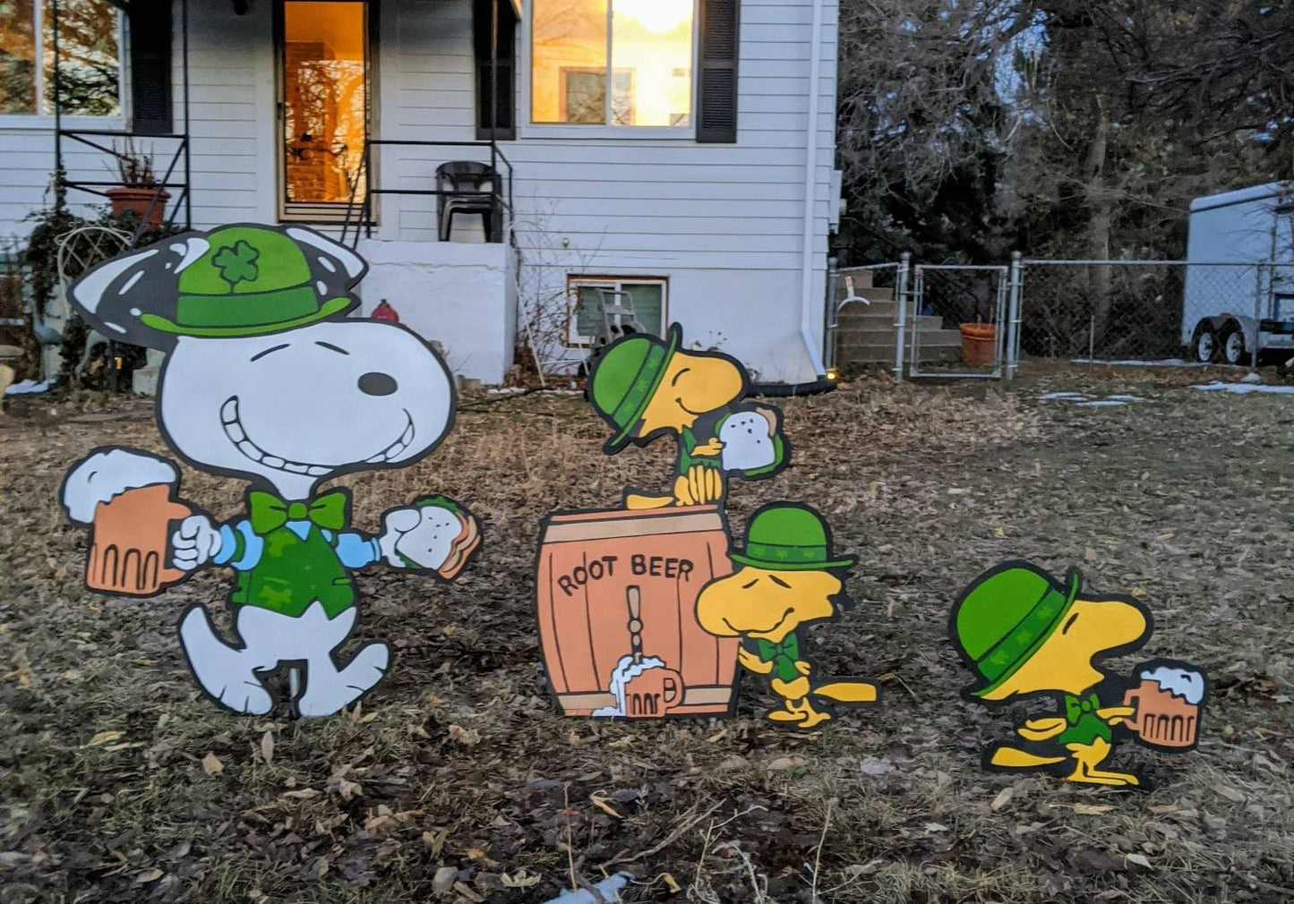 Snoopy and Woodstock St. Paddy's Day Yard Art Lawn Art Decor - TitanOakDecor